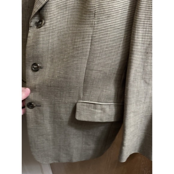Aldo Conti Mens Italia Wool Herringbone Blazer Jacket Cream Brown 42R Formal - Picture 10 of 15